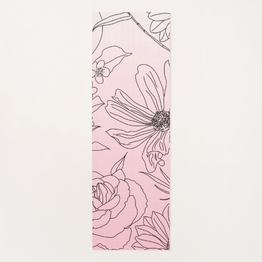 Elegant Flowers Black Outline roze gradiëntontwerp Yogamat (Voorkant)