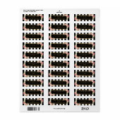 Elegant Flowers Black White Stripes Gold Lijst Etiket (Full Sheet)