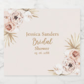 Elegant Flowers Boho Bridal Shower Sparkling Wijnetiket (Enkel label)