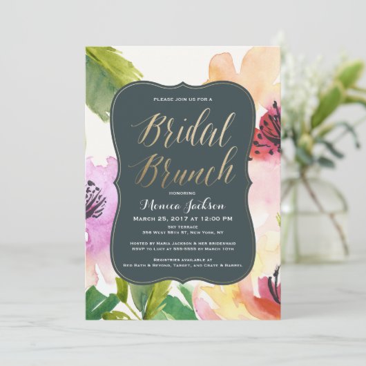 Elegant Flowers Bridal Brunch | Vrijgezellenfeest Kaart (Staand voorkant)