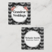 Elegant Flowers Chalk Vine Doodles Vierkante Visitekaartje (Voorkant / Achterkant)