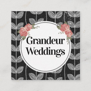 Elegant Flowers Chalk Vine Doodles Vierkante Visitekaartje