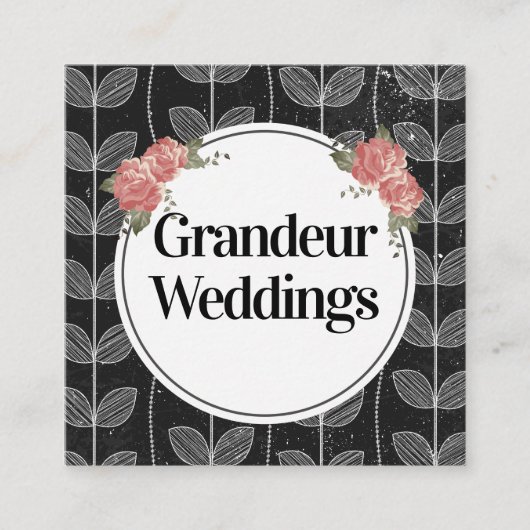 Elegant Flowers Chalk Vine Doodles Vierkante Visitekaartje (Voorkant)