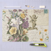Elegant Flowers Cherub Script-weefselpapier Tissuepapier (Craft)