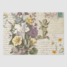 Elegant Flowers Cherub Script-weefselpapier Tissuepapier