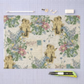 Elegant  Flowers Cherubs Old Script Tissuepapier (Craft)