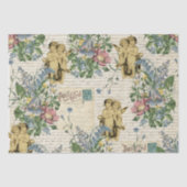 Elegant  Flowers Cherubs Old Script Tissuepapier (Voorkant)