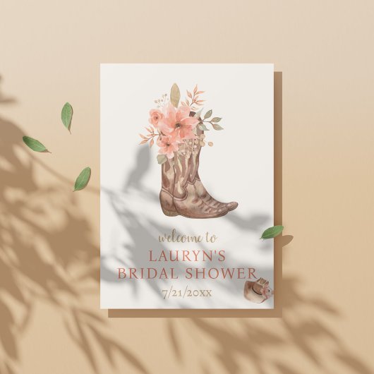 Elegant Flowers Cowgirl Vrijgezellenfeest Welkom Poster