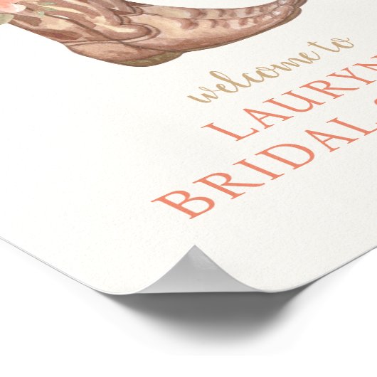 Elegant Flowers Cowgirl Vrijgezellenfeest Welkom Poster (Hoek)