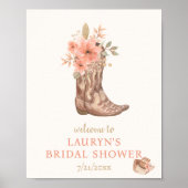 Elegant Flowers Cowgirl Vrijgezellenfeest Welkom Poster (Voorkant)