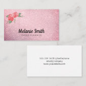 Elegant Flowers en Glitter (roze) Visitekaartje (Voorkant / Achterkant)