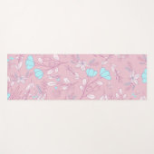 Elegant Flowers en Leaves op Roze Achtergrond | Yogamat (Voorkant (horizontaal))