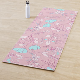 Elegant Flowers en Leaves op Roze Achtergrond | Yogamat