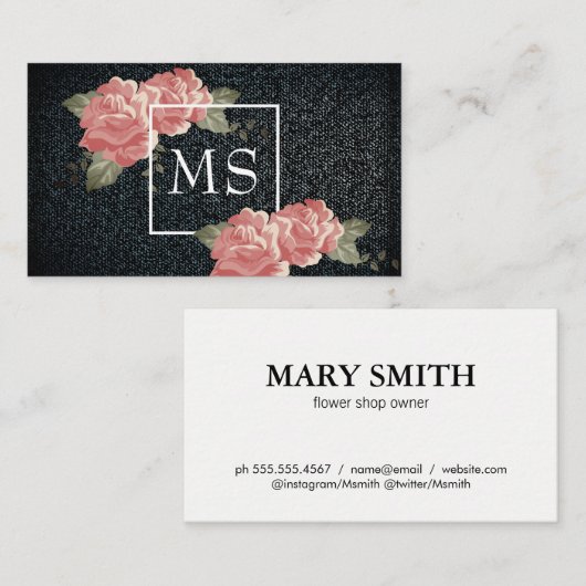 Elegant Flowers/Fabric Texture Visitekaartje (Voorkant / Achterkant)