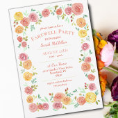 Elegant Flowers Farewell Party Invitation Kaart