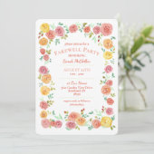 Elegant Flowers Farewell Party Invitation Kaart (Staand voorkant)