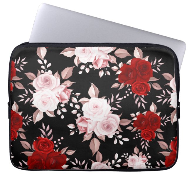 Elegant Flowers Floral Seamless Pattern Laptop Sleeve (Voorkant)