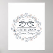 Elegant Flowers Framing Reading Glasses Art Poster (Voorkant)