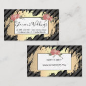 Elegant Flowers/Gespikkelde krijt/Goud Visitekaartje (Voorkant / Achterkant)