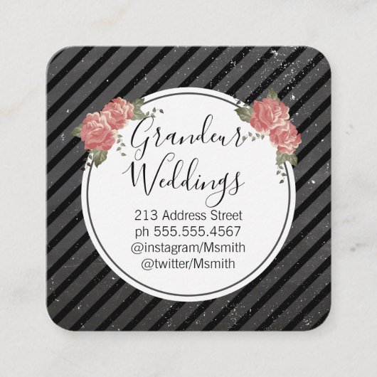 Elegant Flowers/Gespikkelde krijt Vierkante Visitekaartje (Voorkant)