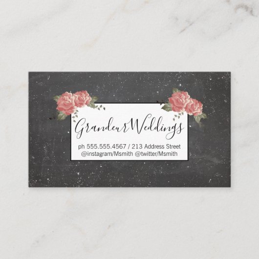 Elegant Flowers/Gespikkelde krijt Visitekaartje (Voorkant)