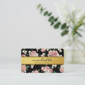 Elegant Flowers  Gold Band Visitekaartje (Staand voorkant)