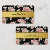 Elegant Flowers  Gold Band Visitekaartje (Voorkant / Achterkant)