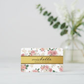 Elegant Flowers  Gold Band Visitekaartje (Staand voorkant)