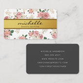 Elegant Flowers  Gold Band Visitekaartje (Voorkant / Achterkant)
