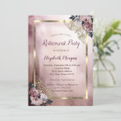 Elegant Flowers Gold Lijst Retirement Kaart (Staand voorkant)