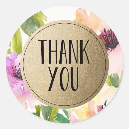 Elegant Flowers Gold | Voorkeurslabels Ronde Sticker (Voorkant)