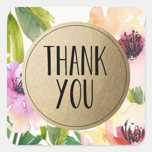 Elegant Flowers Gold | Voorkeurslabels Vierkante Sticker (Voorkant)