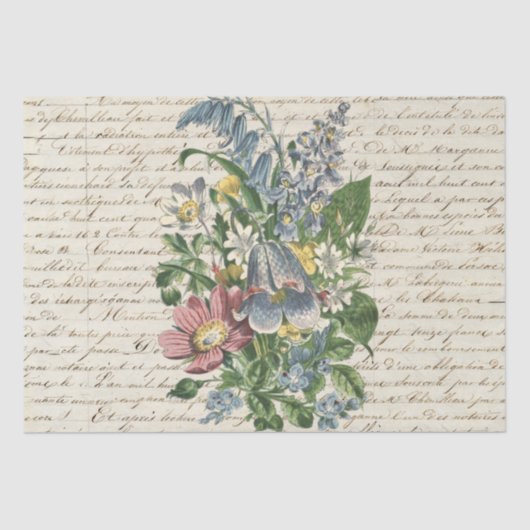 Elegant  Flowers Handschrift Script Tissuepapier (Voorkant)