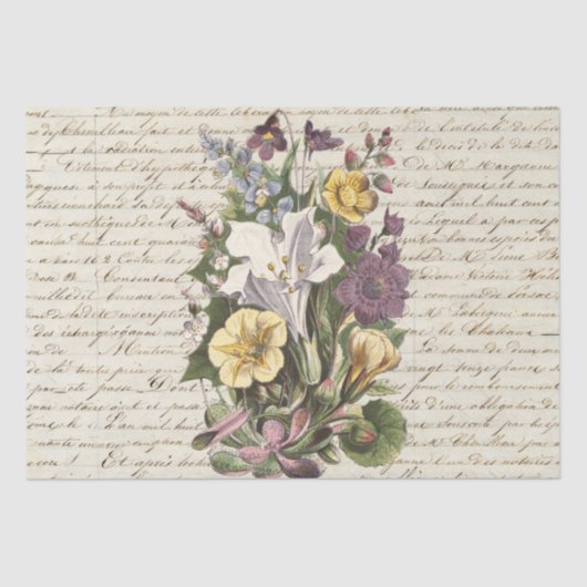Elegant  Flowers Handschrift Script Tissuepapier (Voorkant)