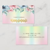 Elegant Flowers Holographic Handmade Visitekaartje (Voorkant / Achterkant)
