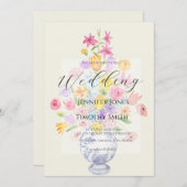 elegant flowers in blue pot  kaart (Voorkant / Achterkant)