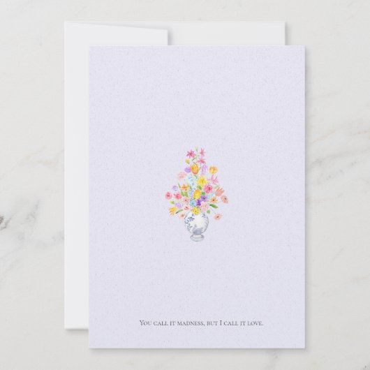 elegant flowers in blue pot purple  kaart (Achterkant)