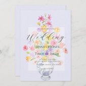 elegant flowers in blue pot purple  kaart (Voorkant / Achterkant)