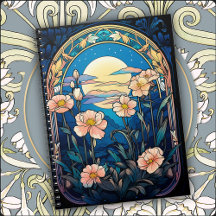 Elegant Flowers in Moonlight Art Nouveau