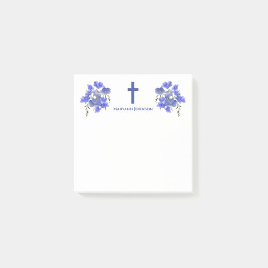 Elegant Flowers Kruis Christelijk gepersonaliseerd Post-it® Notes (Voorkant)