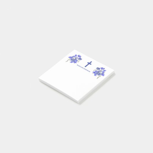 Elegant Flowers Kruis Christelijk gepersonaliseerd Post-it® Notes (Schuin)
