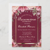 Elegant Flowers Lijst Confetti Quinceañera Kaart (Voorkant)