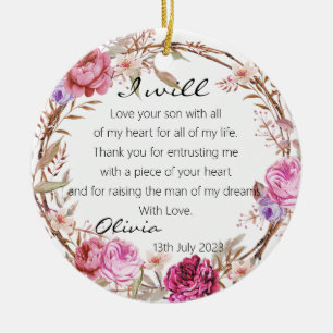 Elegant Flowers Moeder van het Groom Bride Wedding Keramisch Ornament