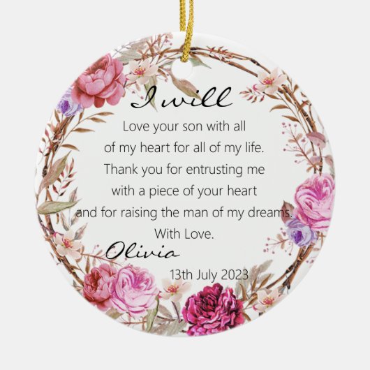 Elegant Flowers Moeder van het Groom Bride Wedding Keramisch Ornament (Voorkant)