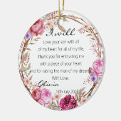 Elegant Flowers Moeder van het Groom Bride Wedding Keramisch Ornament (Links)
