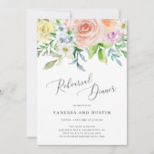 Elegant Flowers Peach Floral Rehearsal Dinner Kaart (Voorkant)