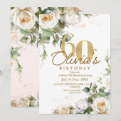 Elegant Flowers Roos Gold 60e verjaardag Kaart (Voorkant / Achterkant)