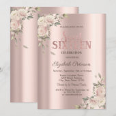 Elegant Flowers Rose Gold Sweet 16 Birthday Kaart (Voorkant / Achterkant)