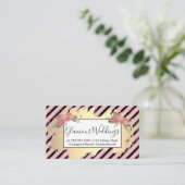 Elegant Flowers / Roze / Goud Visitekaartje (Staand voorkant)