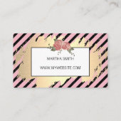 Elegant Flowers / Roze / Goud Visitekaartje (Achterkant)